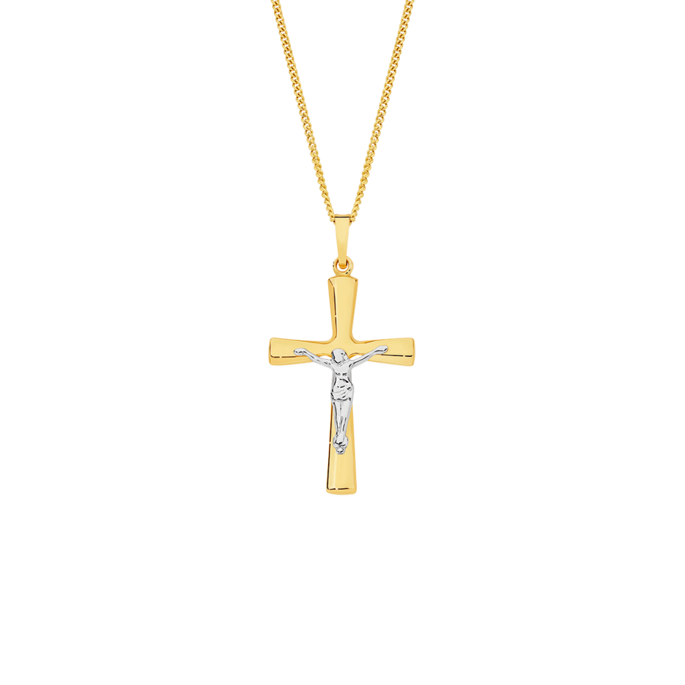 9ct Gold Two Tone Crucifix Pendant Angus Coote