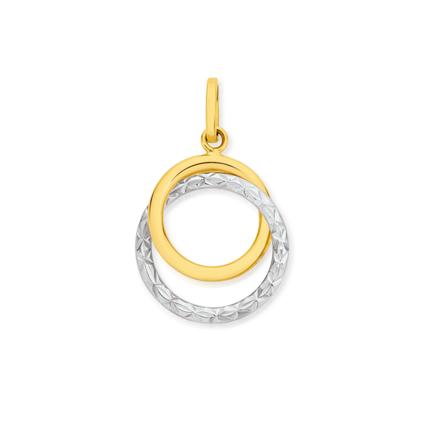 9ct Gold Two Tone Double Circle Pendant