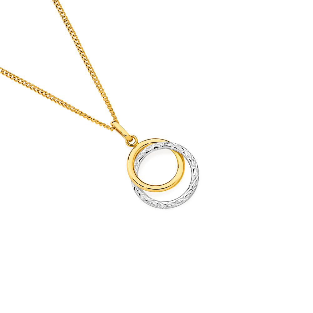 9ct Gold Two Tone Double Circle Pendant Angus Coote