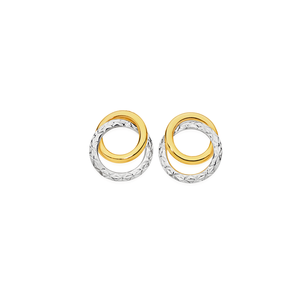 Gold double circle earrings Clearance