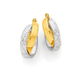 9ct Gold Two Tone Double Crossover Medium Hoop Earrings