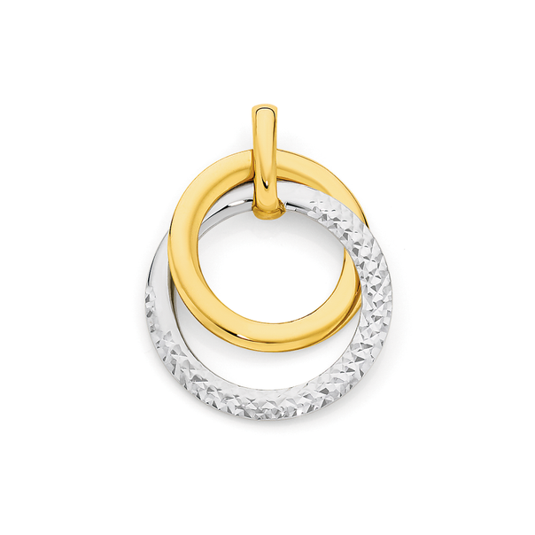9ct Gold Two Tone Double Ring Pendant