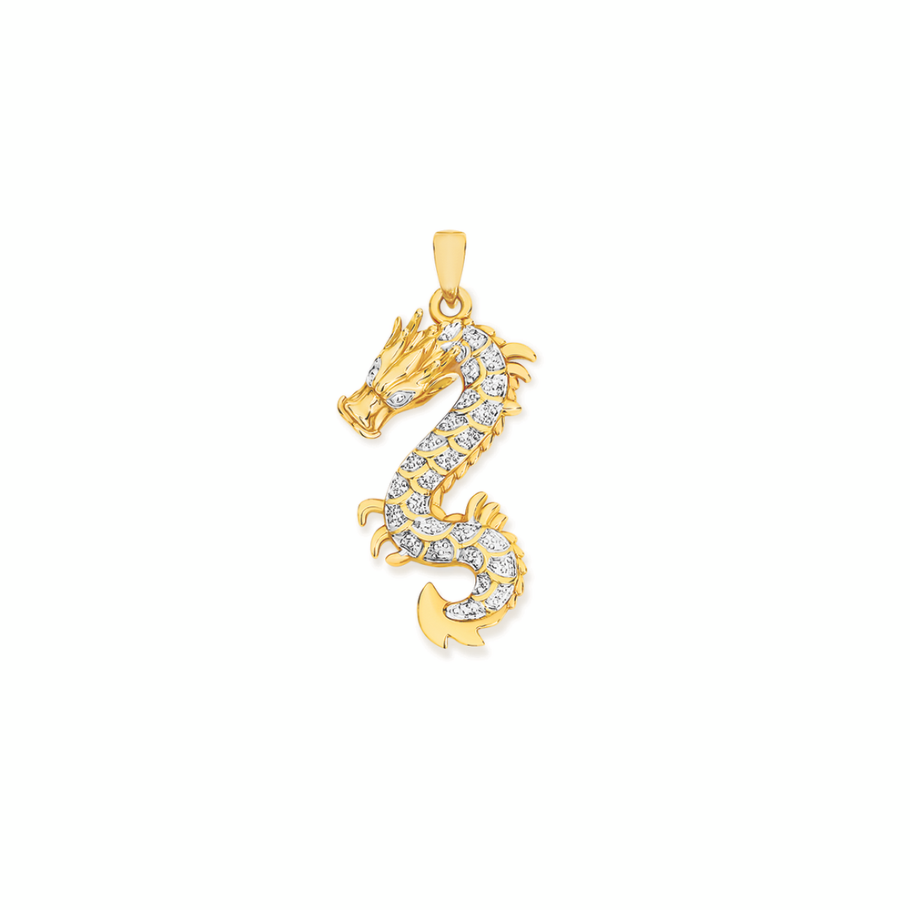9ct Gold Two Tone Dragon Pendant 