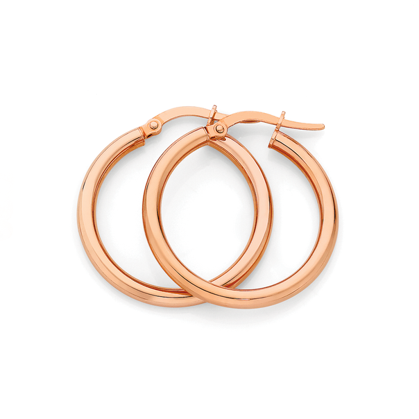 9ct Rose Gold 2.5x20mm Hoop Earrings | Earrings | Angus and Coote