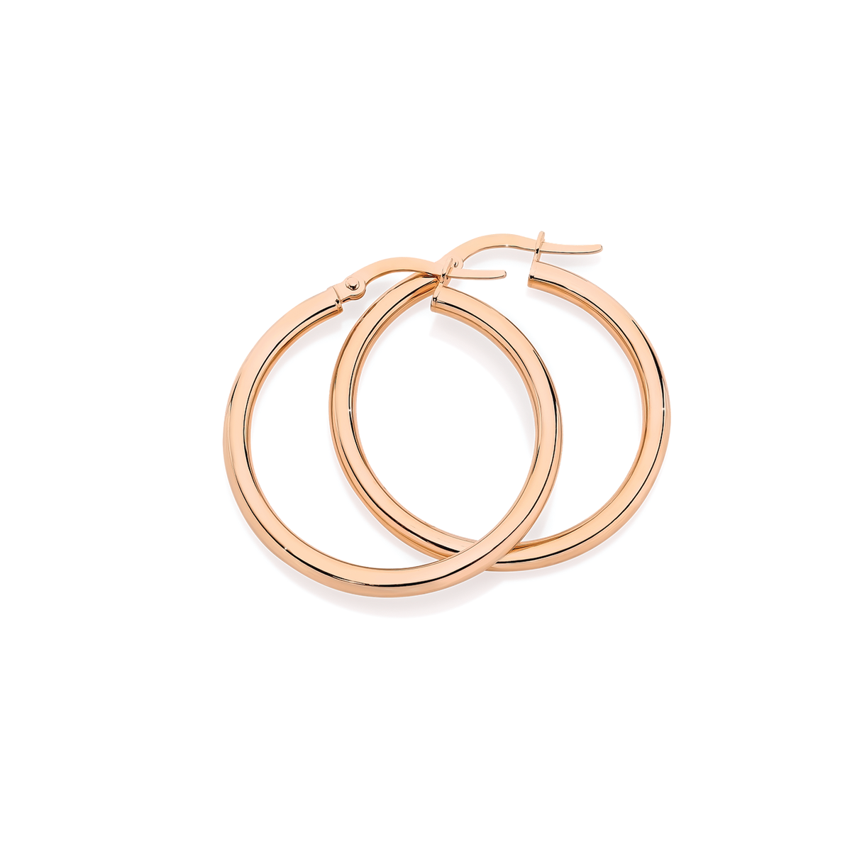 9ct Rose Gold 2.5x25mm Polished Hoop Earrings | Earrings | Angus and Coote