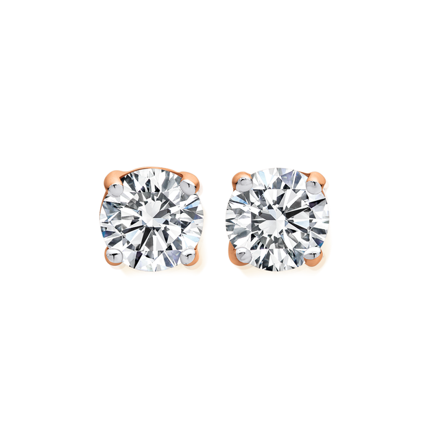 9ct Rose Gold Cubic Zirconia Stud Earrings in White | Angus & Coote