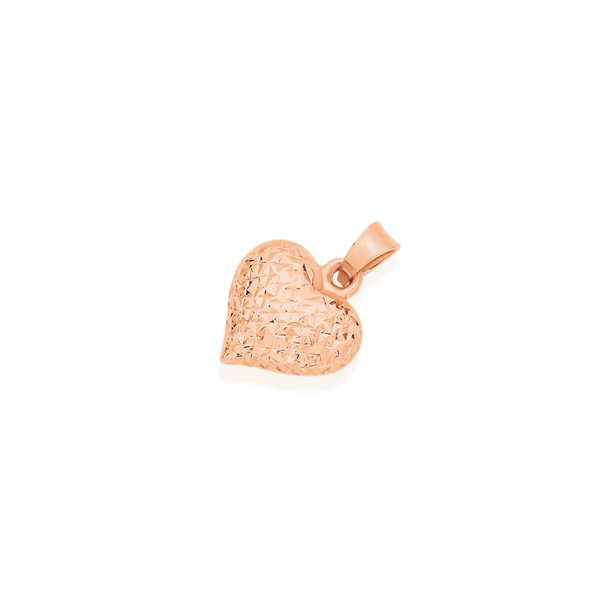 9ct Rose Gold Diamond-cut Puff Heart Pendant