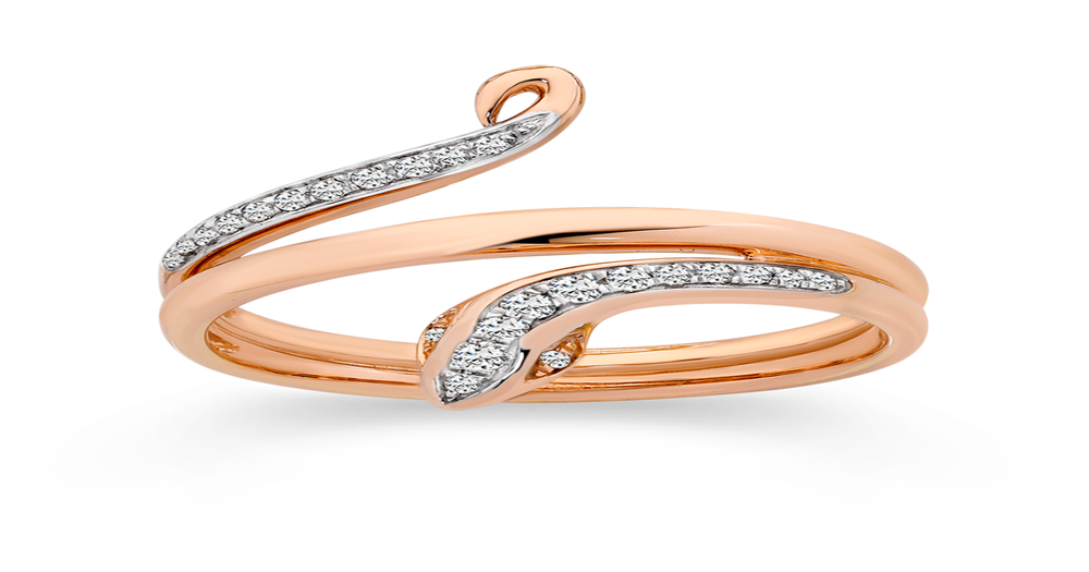 9ct Rose Gold Diamond Snake Ring Angus & Coote