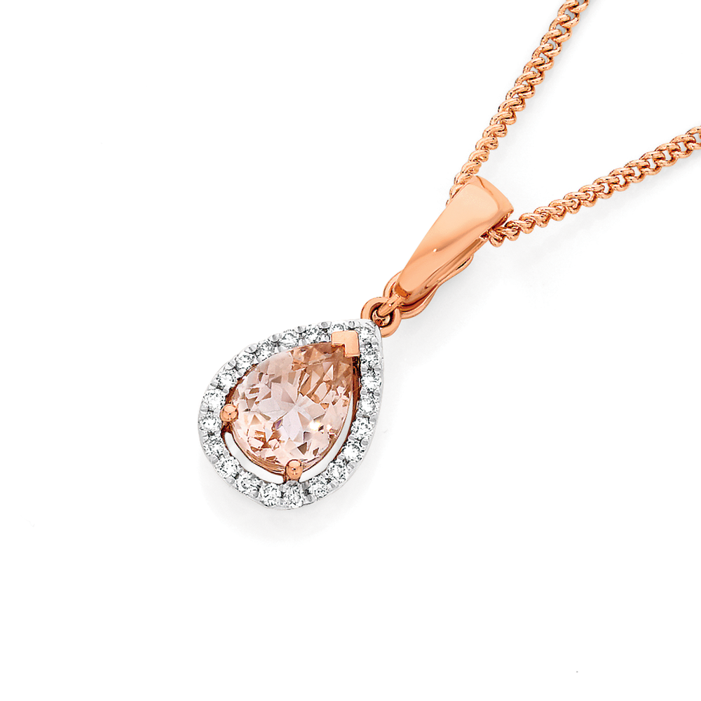 9ct Rose Gold Necklace With Cubic Zirconia - Drop -