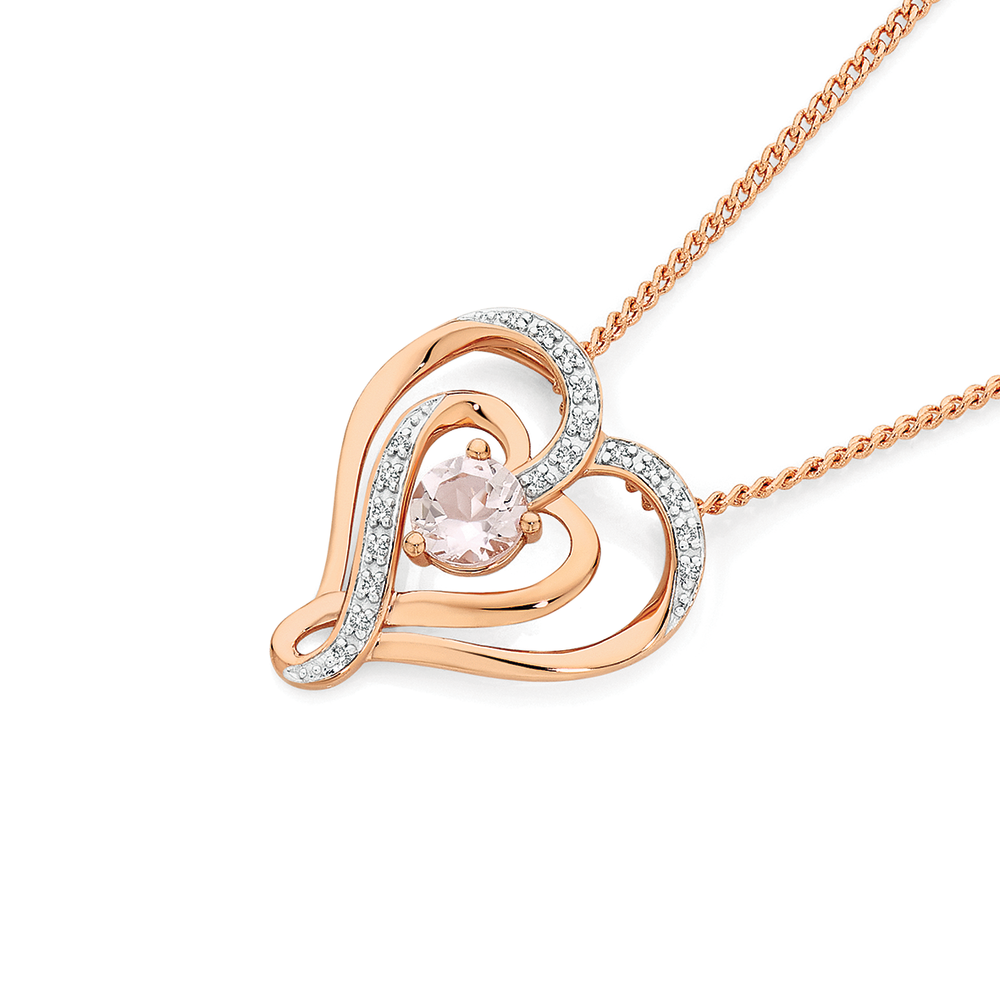 9ct Rose Gold 3 Heart Necklace