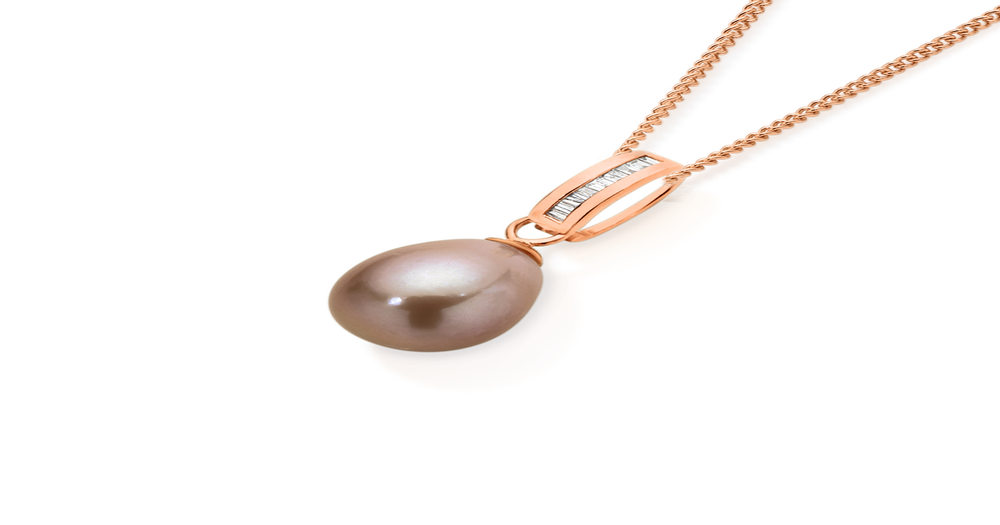9ct Yellow Gold Oval Freshwater Pearl Pendant – Cultured Ivory Pearl