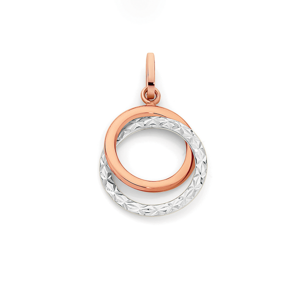 9ct Rose Gold Two Tone Double Circle Pendant