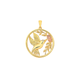 9ct Two Tone Gold 25mm Hummingbird With Flowers Circle Pendant