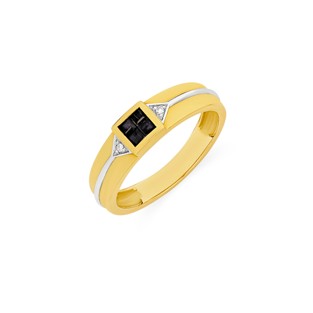 Men's Black Onyx Ring Diamond Accents 14K Yellow Gold | Kay