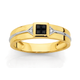 9ct Two Tone Gold Diamond & Sapphire Gents Ring