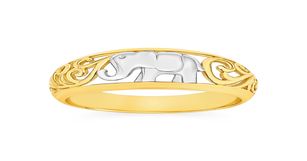 9ct Two Tone Gold Elephant Ring Angus & Coote
