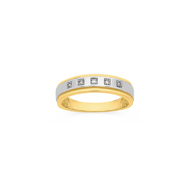 9ct Two Tone Men's Diamond Ring Angus Coote