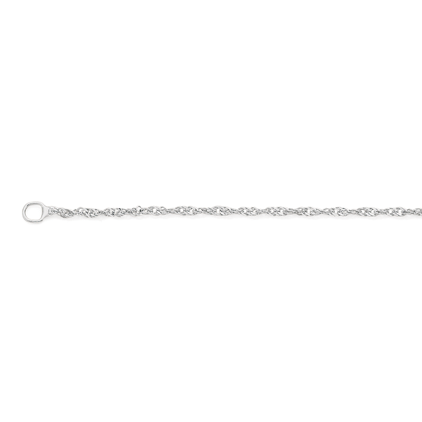 9ct White Gold 50cm Solid Singapore Chain
