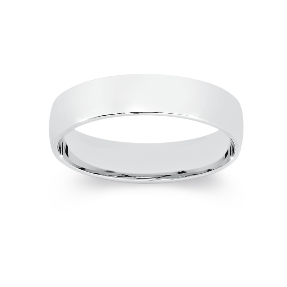 9ct White Gold 5mm Barrel Wedding Band Size V Angus Coote