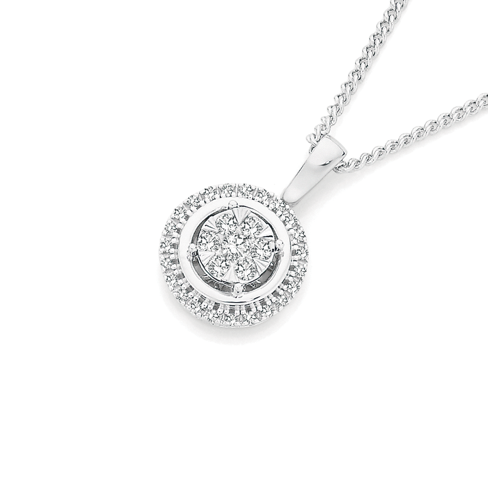 9ct White Gold Diamond Pendant main image 1
