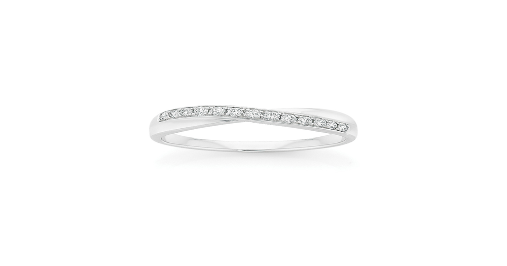 9ct White Gold Diamond Crossover Band Angus & Coote