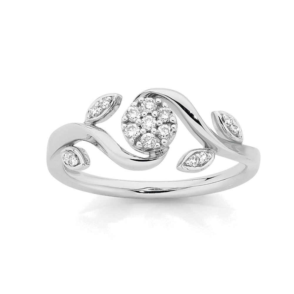 Jewelili 10K White Gold 1 Cttw Princess Cut Centre with Round and Baguette  shape Natural White Diamond Engagement Ring, Size 6 | Amazon.com