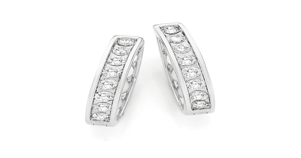 9ct White Gold Diamond Huggie Earrings Angus Coote 9ct-white-gold-diamond-huggie-earrings-angus-coote
