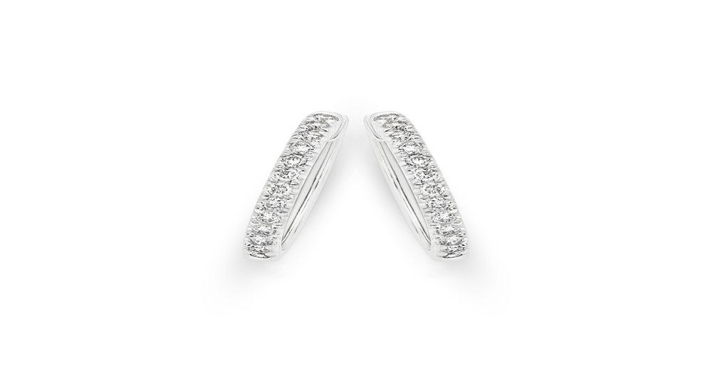 9ct White Gold Diamond Huggie Earrings | Angus & Coote
