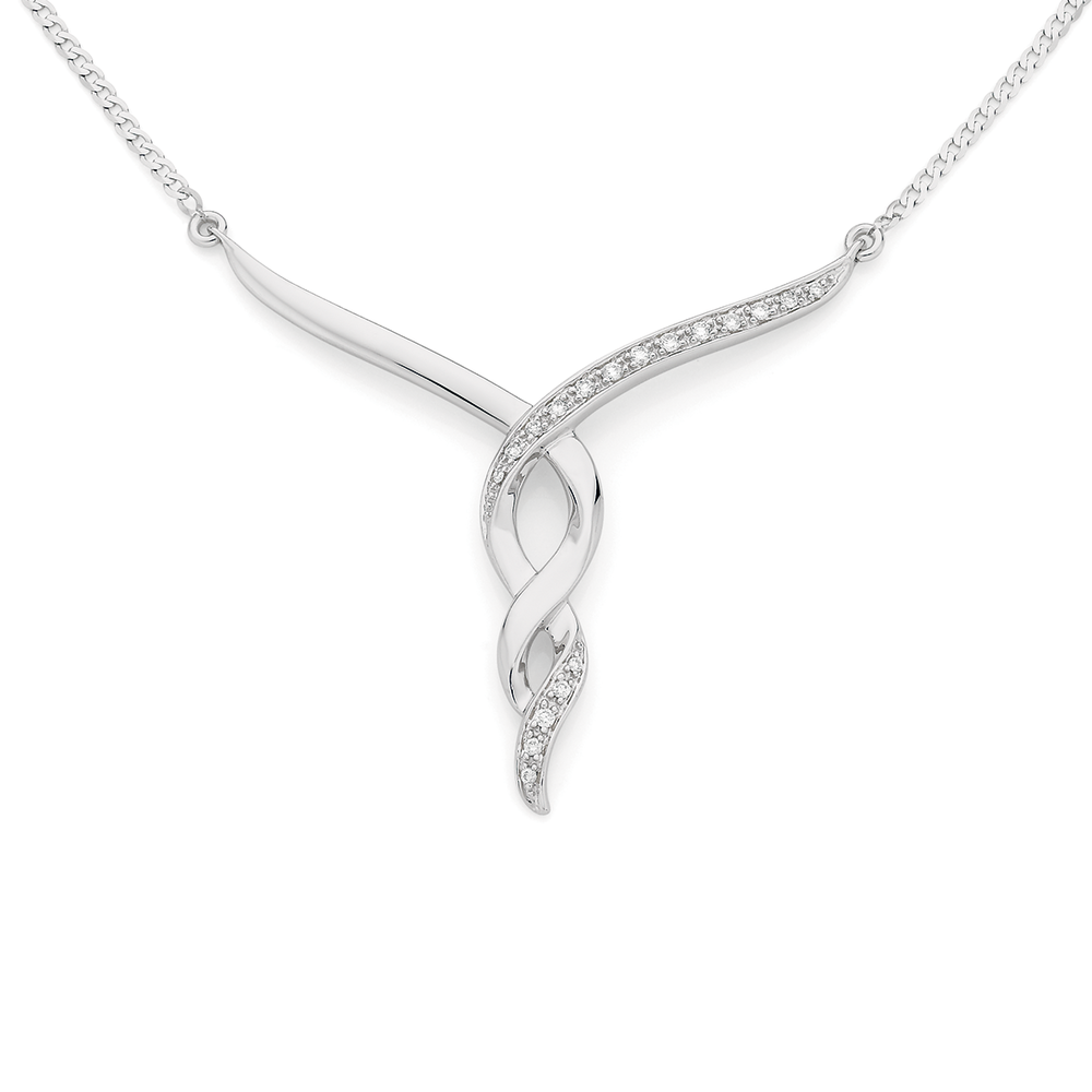 9ct White Gold Diamond Necklet 