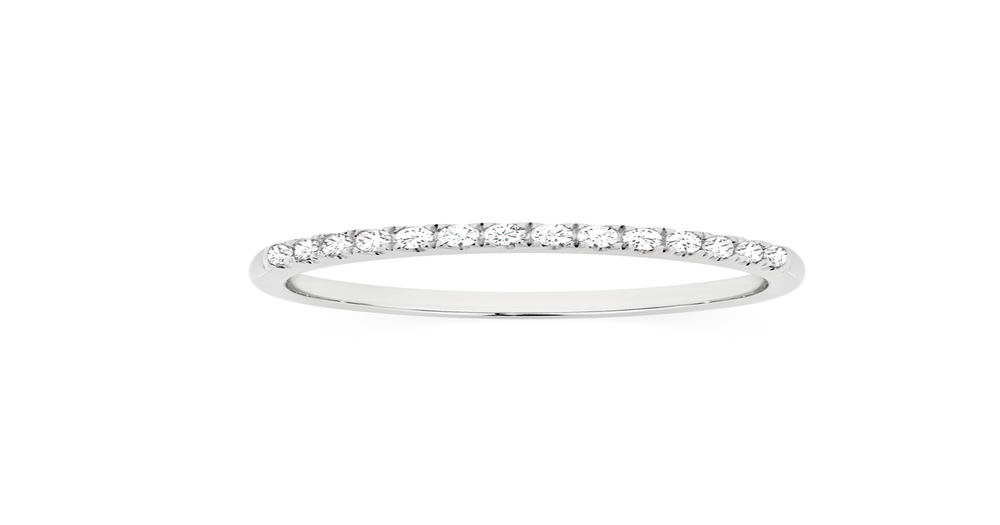 9ct White Gold Fine Diamond Band Angus & Coote