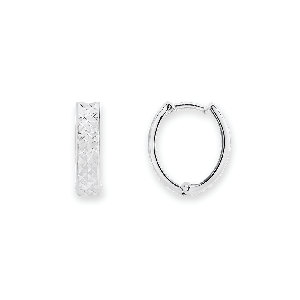 9ct White Gold Huggie Earrings | Angus & Coote