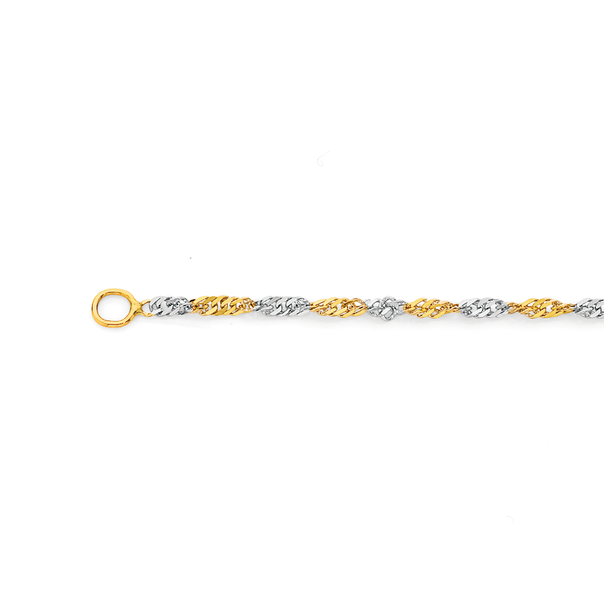 9ct Yellow & White Gold 45cm Solid Singapore Chain
