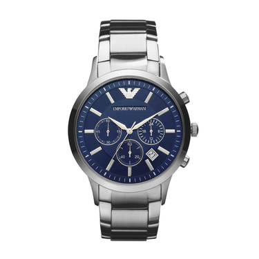 emporio armani men's ar2434 dress silver watch Emporio Armani AR2434 Mens Classic Black Face Steel Watch
