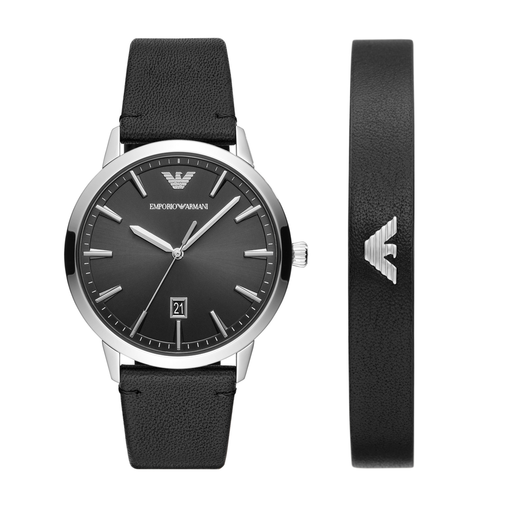 Emporio Armani Ruggero Men's Watch And Bracelet Boxset in Silver | Angus &  Coote