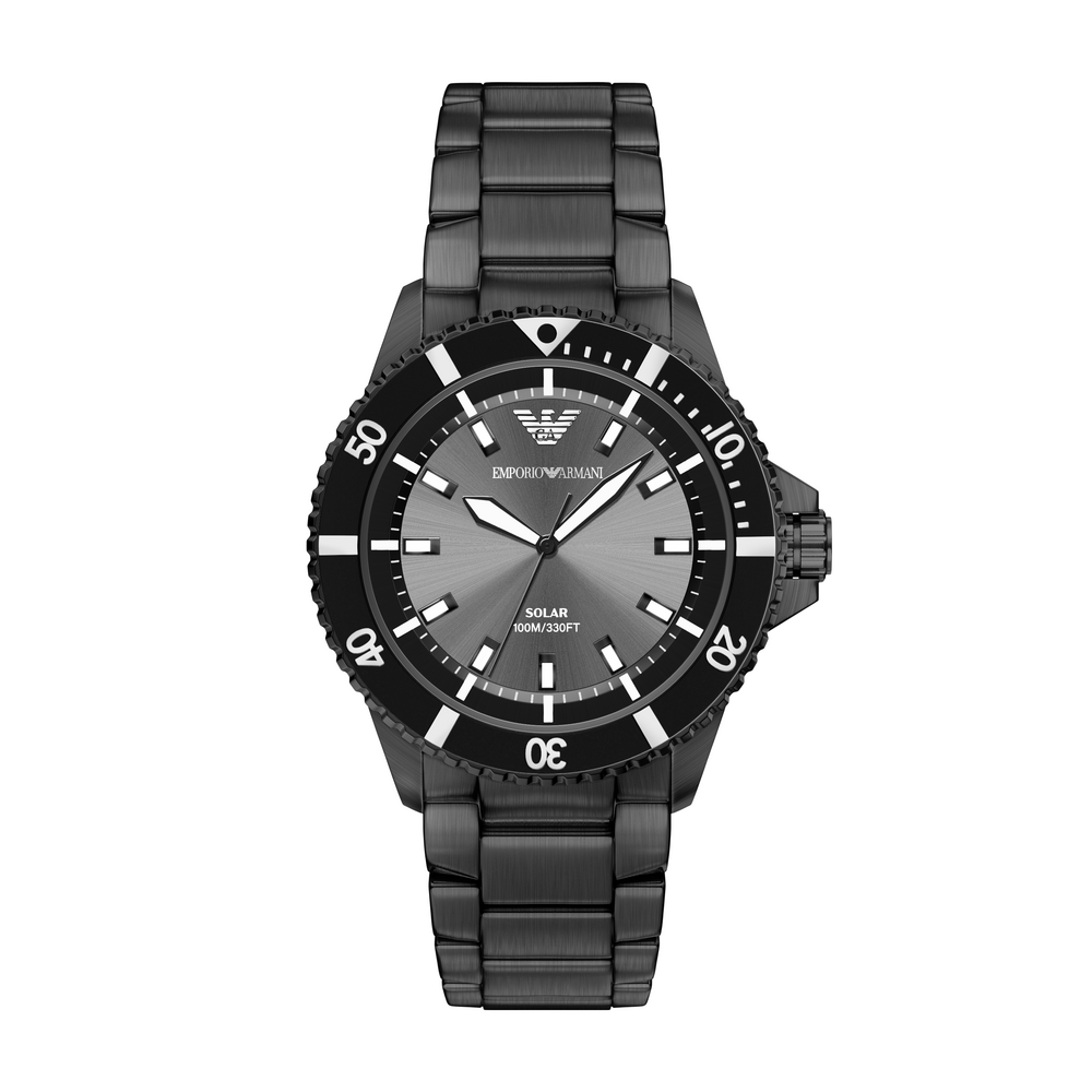 Emporio Armani World Explorer Solar Men's Watch in Black | Angus