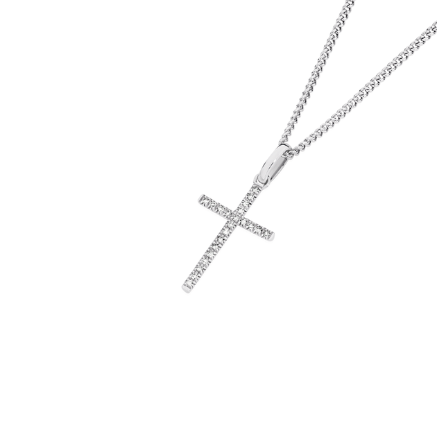 White Gold Diamond Cross Cross Necklace Prouds 9ct White Gold