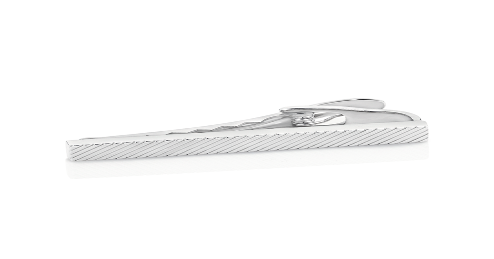 Laidlaw + Leeds Rhodium Plated Stainless Steel Tie Clip 50mm in