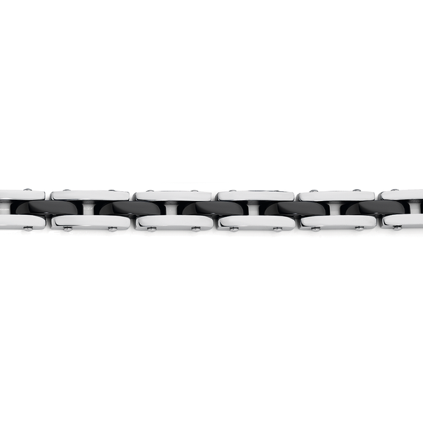 M+Y Stainless Steel Thin Black Link Bracelet