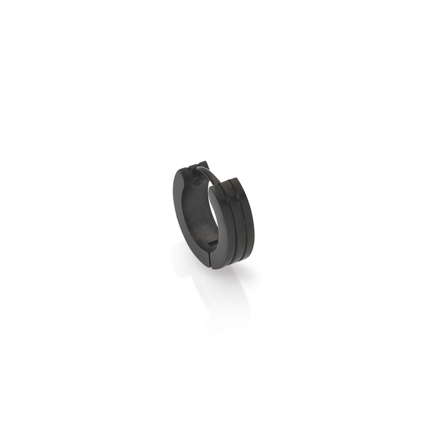 M+Y Steel Black Matte 3 Row Single Hoop Earring