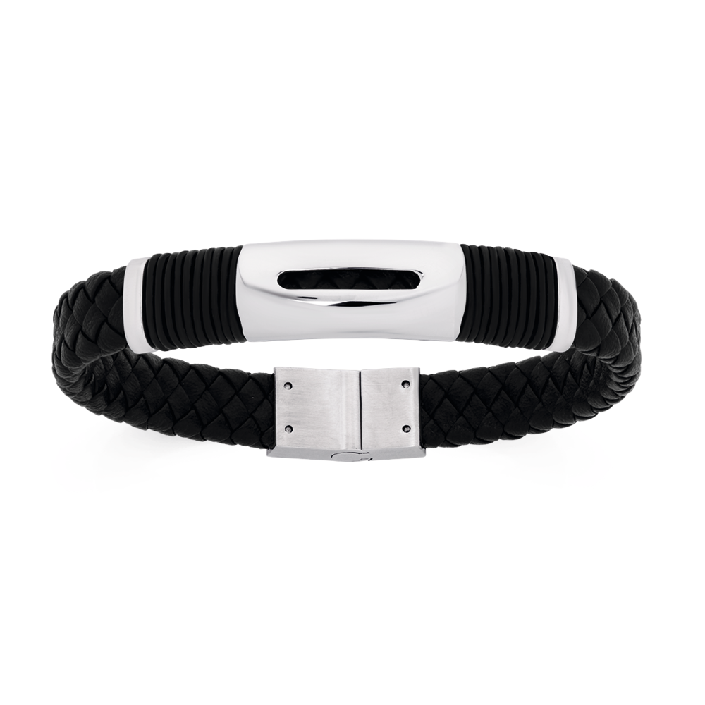 M+y Steel Black Pvc Identity Bracelet Angus Coote