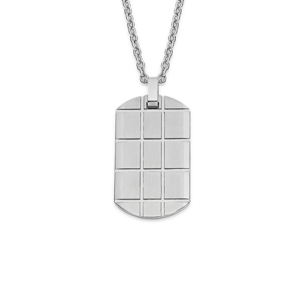 M+Y Steel Checkerboard Dogtag With Chain