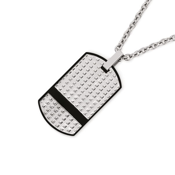 M+Y Steel Faceted Dogtag With Black Line