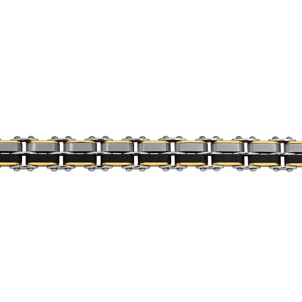 M+Y Steel Gold Plated Black Satin Reversible Bracelet