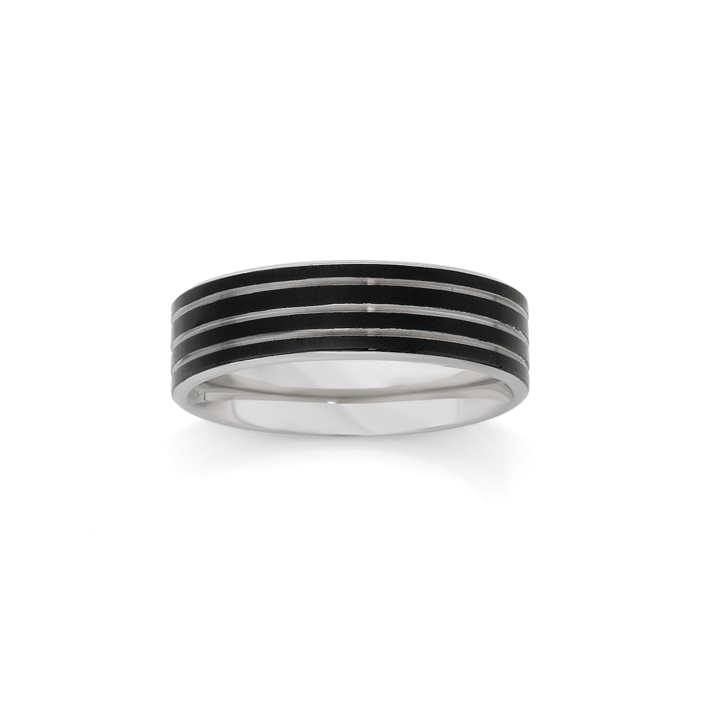 Silver 925 ring - black enamel stripe, shiny and smooth surface | Jewellery  Eshop EU