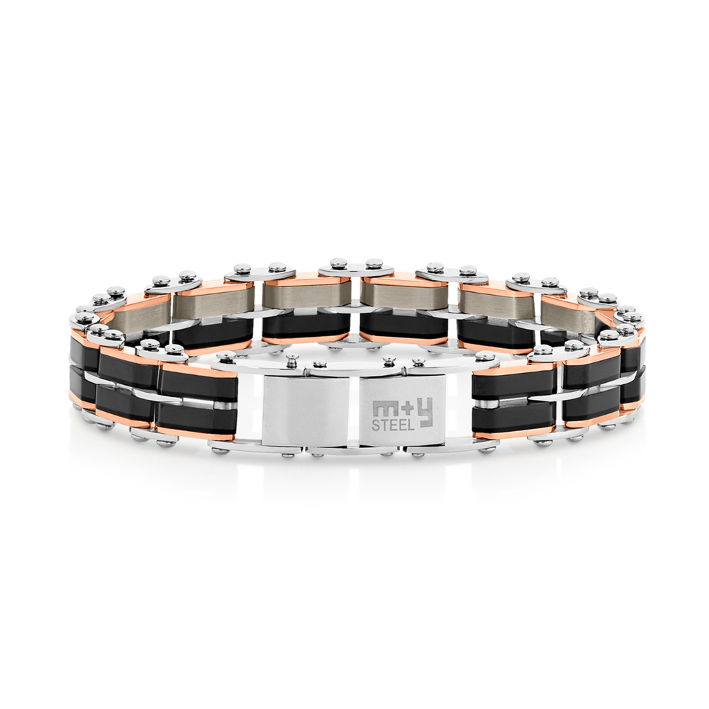 M+y Steel Rose Black Tone Bracelet Angus Coote