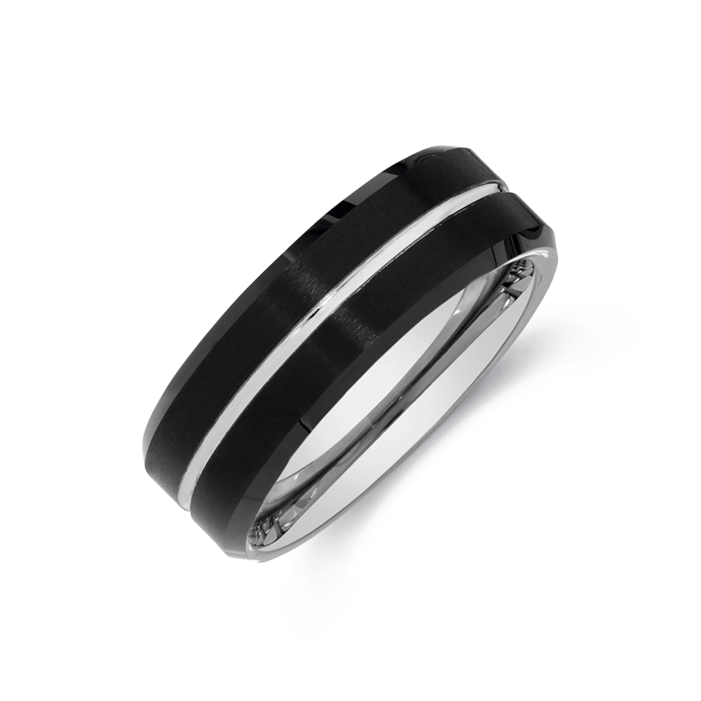 Mens Wedding Wcj Tungsten Carbide Ring M+y Tungsten Carbide Black