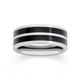 M+Y Tungsten Carbide & Two Black Lines ring