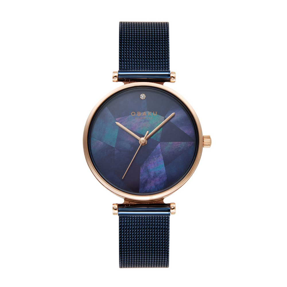no.0406 ロゼ色のルビーと煌くオニキス Obaku Brink Lille - Ocean Ladies Watch in Rose | Angus & Coote
