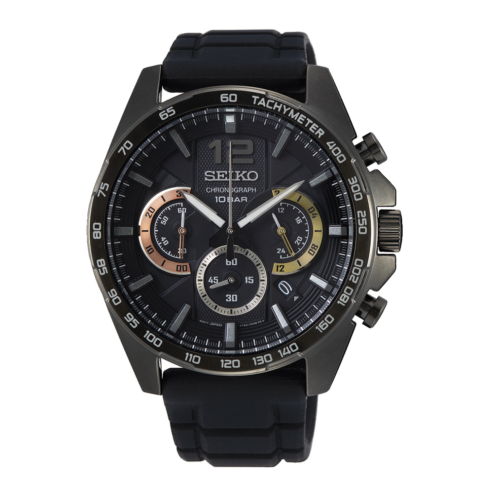 Seiko Men's Chronograph Watch in Black | Angus & Coote