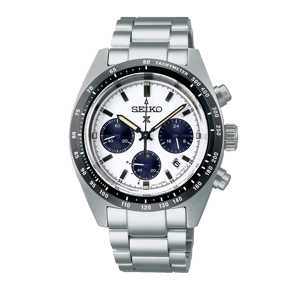 Seiko Prospex Speedtimer Solar Watch in Silver | Angus & Coote